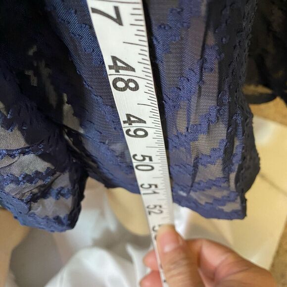 Bloom Chic Wrap Midi Dress Women 18-20 Blue Sheer Texture Ruffle Party Formal - Picture 4 of 9